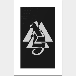 Valknut Cat Silhouette | Norse symbos | Knot Posters and Art